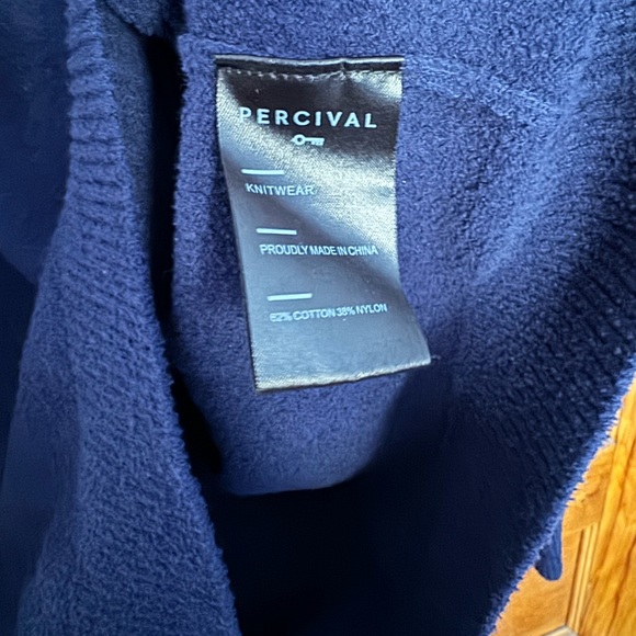 Percival Resort Mock Neck Knitted Jumper Navy Medium - Picture 3 of 3